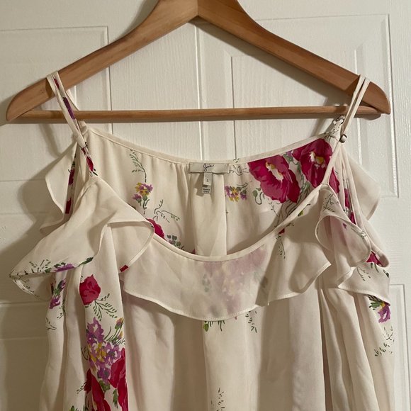 Joie Floral Floral Print Cold-Shoulder Silk Blouse - Picture 5 of 9